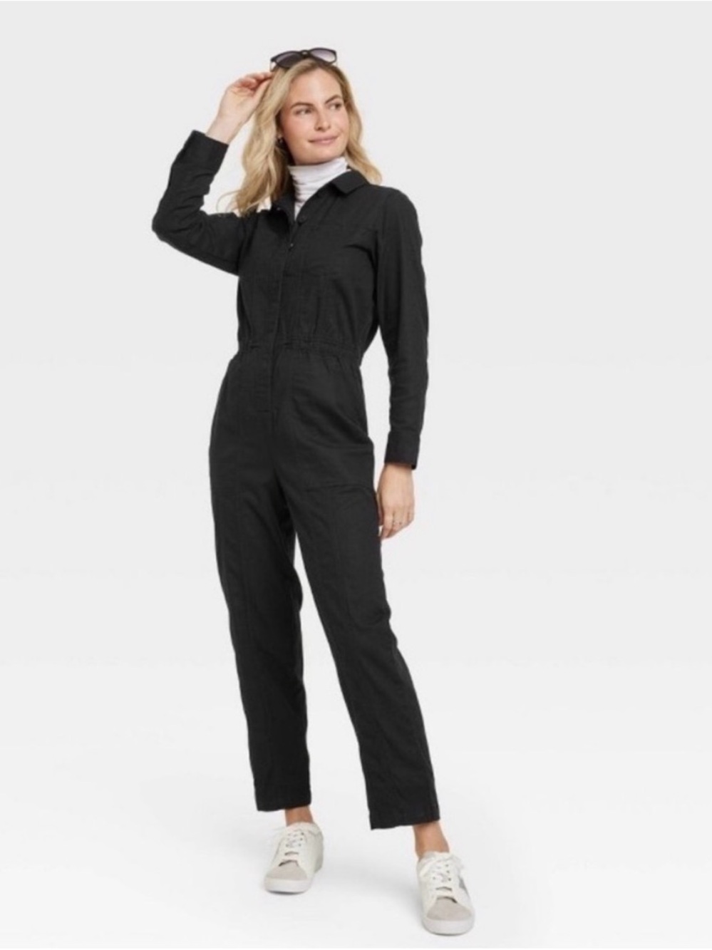 Target Black Long-Sleeve Utility Jumpsuit